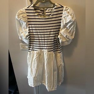 Puff Sleeve Mixed Media Dress